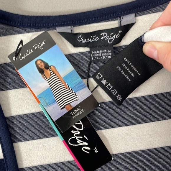 Charlie Paige Tunic NWT Striped Blue White Size Large L / X Large XL - Picture 12 of 16